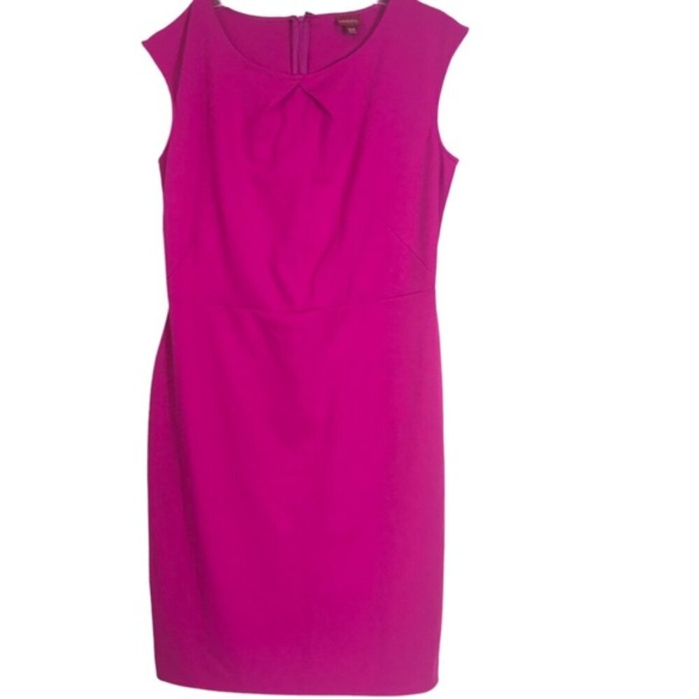 Merona Target NEW Hot Pink Midi Dress Ponti Sleeveless Sheath Stretch Fitted Zip